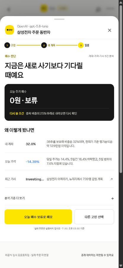 공개 근거와 사용자 맥락을 정리한 주문 판단 화면